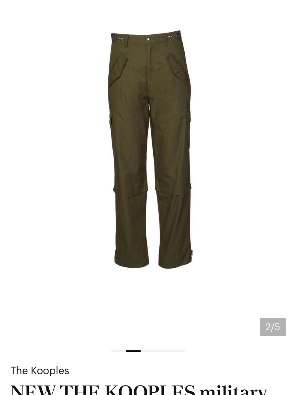 Kooples Jeans Olive High-Waist Cargo Pants - Women's - Picture 3 of 9